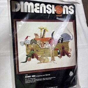 1980 Dimensions Crewel Embroidery Kit 1199 Noah's Ark By Russ Biernat 20x16 VTG